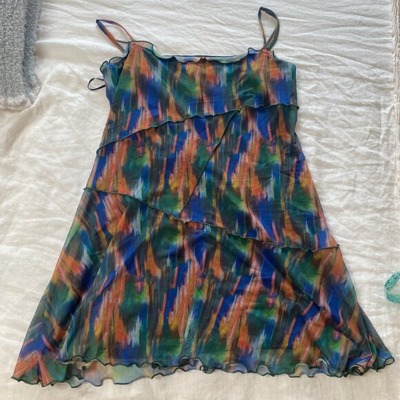 NWT UO Moxie Mesh Mini Dress L - Picture 2 of 5